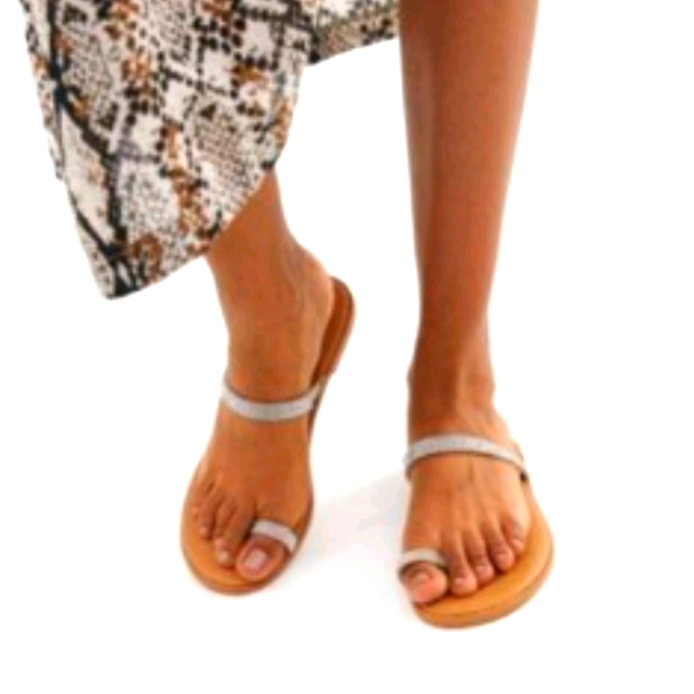 Tan sandals with rhinestone detail nwot